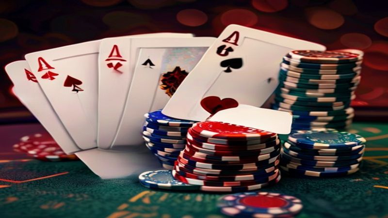 Bàn poker trực tuyến với năm lá bài chung